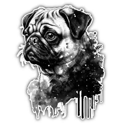 Wandtattoo  Mops Aquarell 