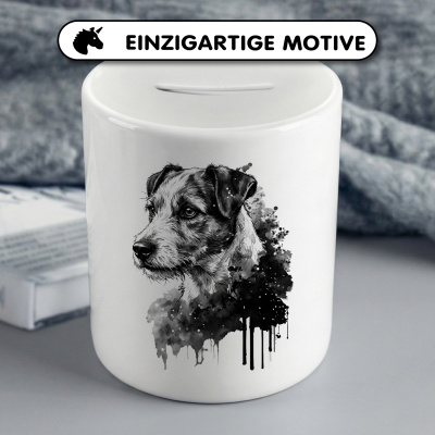 Spardose mit dem Motiv Parson Russell Terrier Aquarell - Ansicht 3