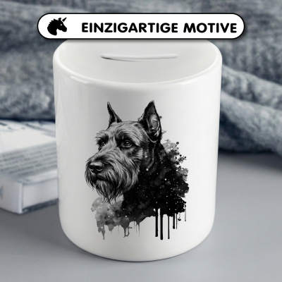 Spardose mit dem Motiv Riesenschnauzer Aquarell - Ansicht 3