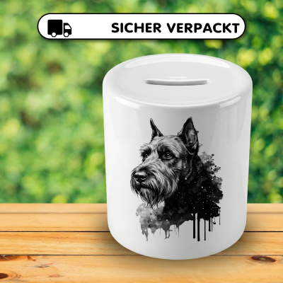 Spardose mit dem Motiv Riesenschnauzer Aquarell - Ansicht 4