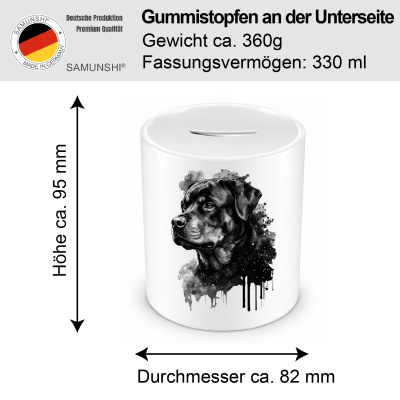 Spardose mit dem Motiv Rottweiler Aquarell - Ansicht 2