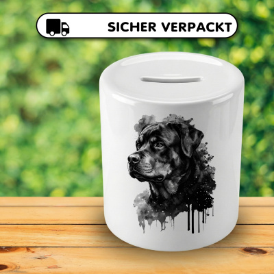 Spardose mit dem Motiv Rottweiler Aquarell - Ansicht 4