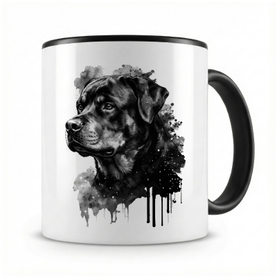Tasse mit  Rottweiler Aquarell  als Motiv