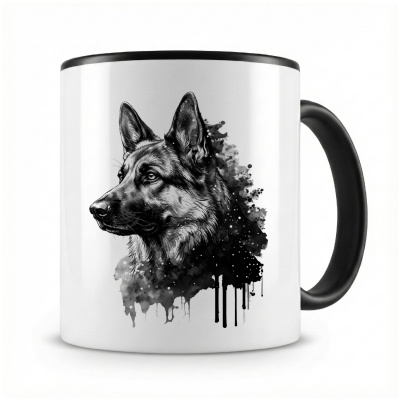 Tasse mit  Sch�ferhund Aquarell  als Motiv