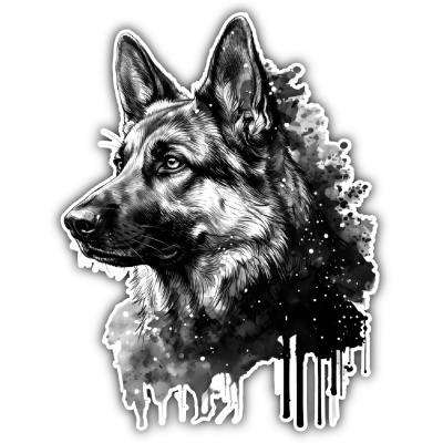 Sch�ferhund Aquarell Aufkleber Bunt