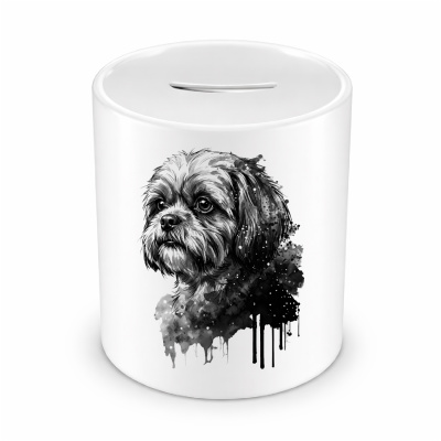 Spardose mit dem Motiv Shih-Tzu Aquarell