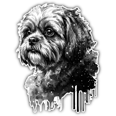 Shih-Tzu Aquarell Aufkleber Bunt