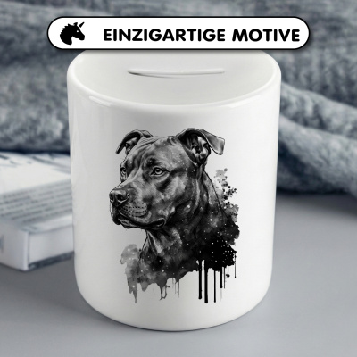 Spardose mit dem Motiv Staffordshire Terrier Aquarell - Ansicht 3