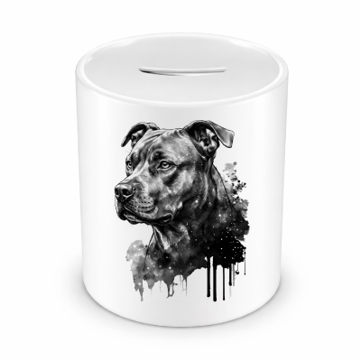 Spardose mit dem Motiv Staffordshire Terrier Aquarell