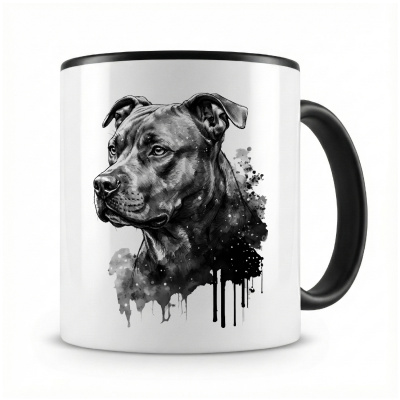 Tasse mit  Staffordshire Terrier Aquarell  als Motiv