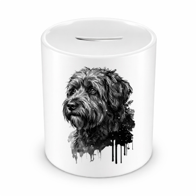 Spardose mit dem Motiv Tibet Terrier Aquarell