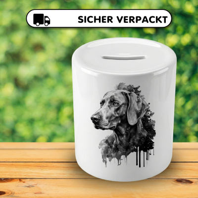Spardose mit dem Motiv Weimaraner Aquarell - Ansicht 4