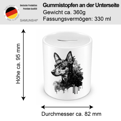 Spardose mit dem Motiv Zwergpinscher Aquarell - Ansicht 2