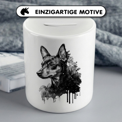Spardose mit dem Motiv Zwergpinscher Aquarell - Ansicht 3