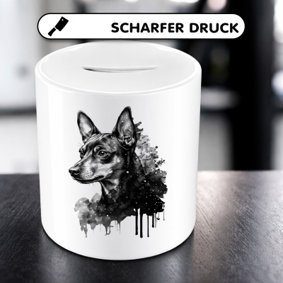 Spardose mit dem Motiv Zwergpinscher Aquarell - Ansicht 5