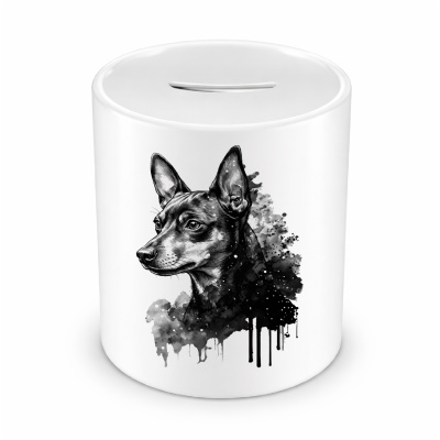 Spardose mit dem Motiv Zwergpinscher Aquarell