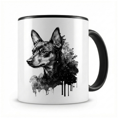 Tasse mit  Zwergpinscher Aquarell  als Motiv
