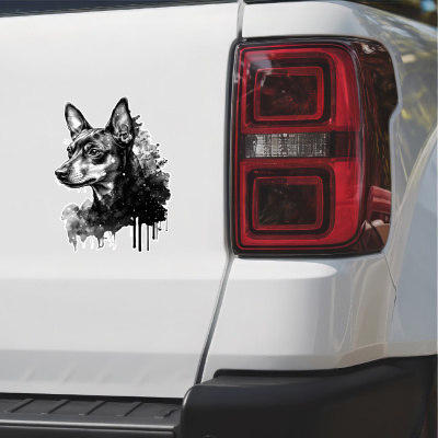 Zwergpinscher Aquarell Aufkleber Bunt - Ansicht 2