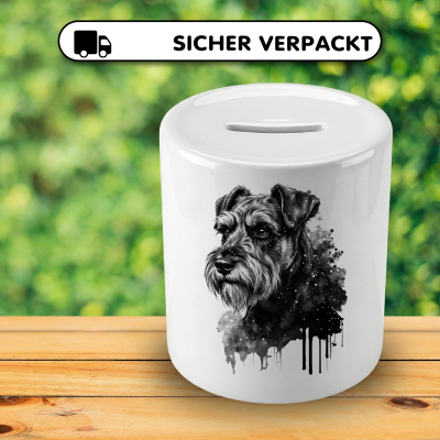Spardose mit dem Motiv Zwergschnauzer Aquarell - Ansicht 4
