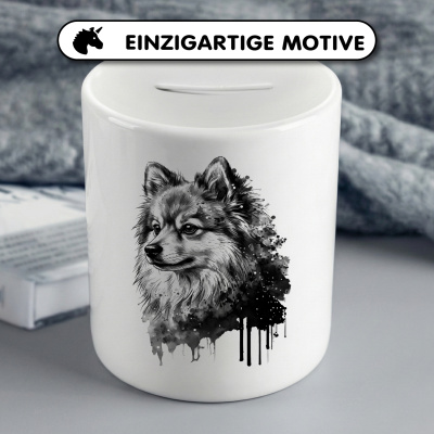 Spardose mit dem Motiv Zwergspitz Aquarell - Ansicht 3