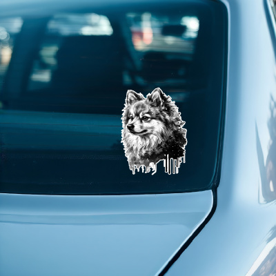 Zwergspitz Aquarell Aufkleber Bunt - Ansicht 3