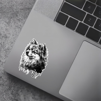 Zwergspitz Aquarell Aufkleber Bunt - Ansicht 5