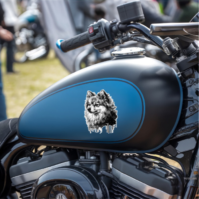 Zwergspitz Aquarell Aufkleber Bunt - Ansicht 7