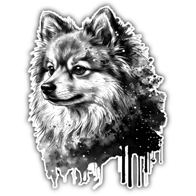 Zwergspitz Aquarell Aufkleber Bunt