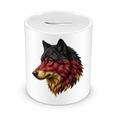 Spardose mit dem Motiv Wolf Deutschland