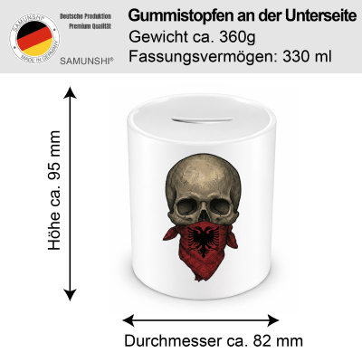 Spardose mit dem Motiv Totenkopf mit Albanien Flagge - Ansicht 2