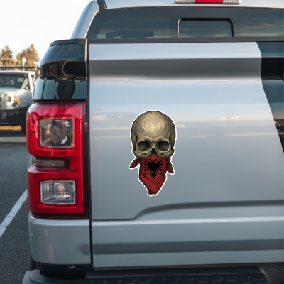 Totenkopf mit Albanien Flagge Maske Aufkleber - Ansicht 2