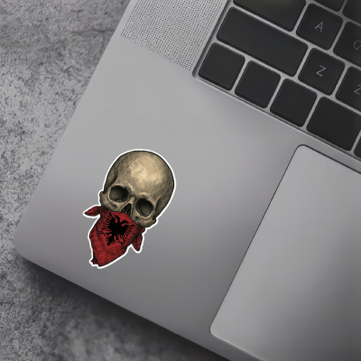 Totenkopf mit Albanien Flagge Maske Aufkleber - Ansicht 5