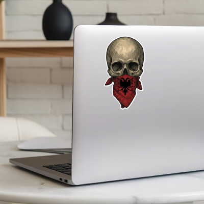 Totenkopf mit Albanien Flagge Maske Aufkleber - Ansicht 8
