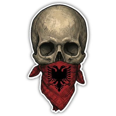Totenkopf mit Albanien Flagge Maske Aufkleber