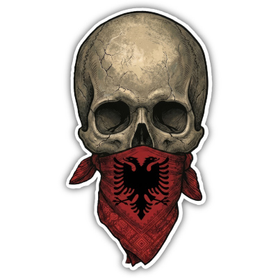 Wandtattoo  Totenkopf mit Albanien Flagge 