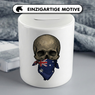 Spardose mit dem Motiv Totenkopf mit Australien Flagge - Ansicht 3