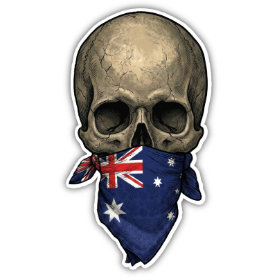 Totenkopf mit Australien Flagge Maske Aufkleber