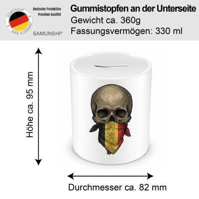 Spardose mit dem Motiv Totenkopf mit Belgien Flagge - Ansicht 2