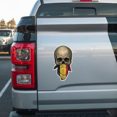 Totenkopf mit Belgien Flagge Maske Aufkleber - Ansicht 2