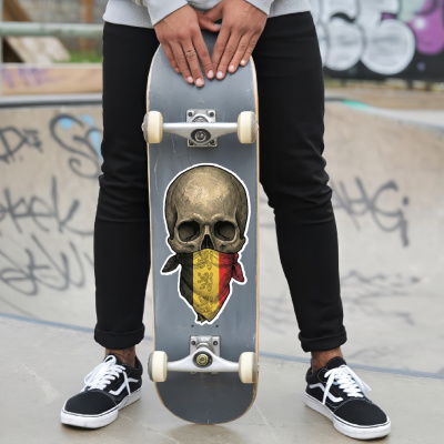 Totenkopf mit Belgien Flagge Maske Aufkleber - Ansicht 6