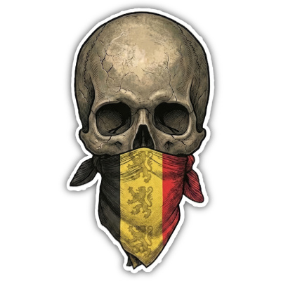 Wandtattoo  Totenkopf mit Belgien Flagge 