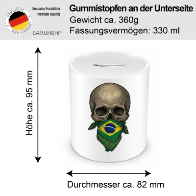 Spardose mit dem Motiv Totenkopf mit Brasilien Flagge - Ansicht 2