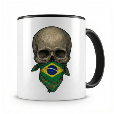 Tasse mit  Totenkopf mit Brasilien Flagge 
