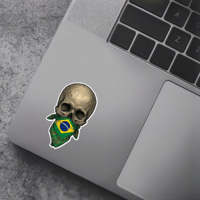 Totenkopf mit Brasilien Flagge Maske Aufkleber - Ansicht 5
