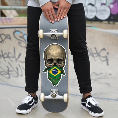 Totenkopf mit Brasilien Flagge Maske Aufkleber - Ansicht 6