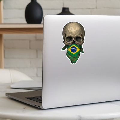 Totenkopf mit Brasilien Flagge Maske Aufkleber - Ansicht 8