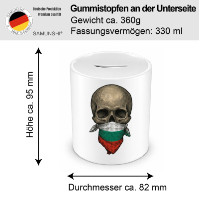 Spardose mit dem Motiv Totenkopf mit Bulgarien Flagge - Ansicht 2