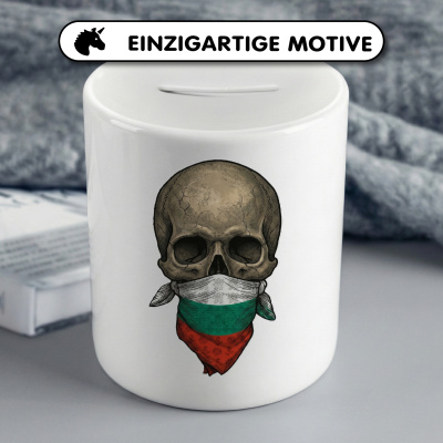 Spardose mit dem Motiv Totenkopf mit Bulgarien Flagge - Ansicht 3