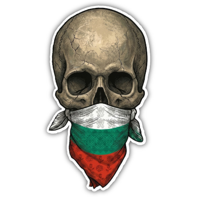 Wandtattoo  Totenkopf mit Bulgarien Flagge 