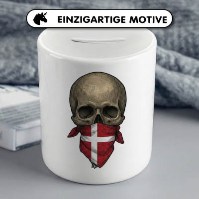 Spardose mit dem Motiv Totenkopf mit D�nemark Flagge - Ansicht 3